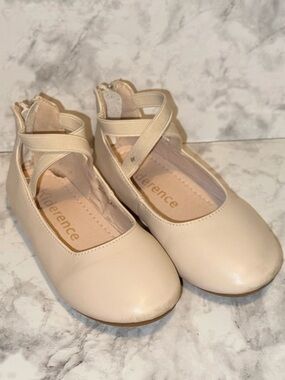 Girls' Cream Cross-Strap Dress Flats with Cushioned Insole 8c